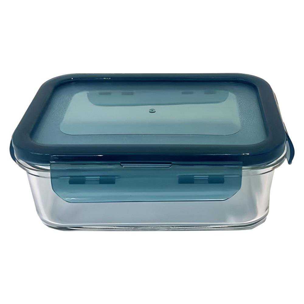 Contenedor Rectangular de Vidrio con Tapa Hermética Color Azul - Varios Tamaños 700 ml