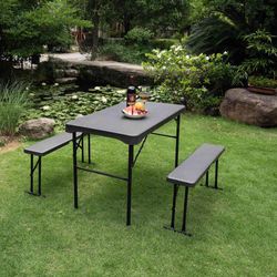 Conjunto-de-Mesa-y-Bancas-Plegables-de-3-Piezas-Gris