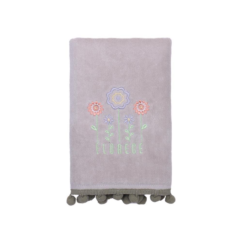 Toalla de Manos de Algodón 63.5 x 38 cm Color Gris Diseño Flores