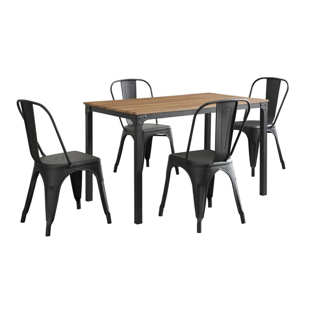 Comedor Toly con Mesa de MDF y Metal para 4 Personas 120 x 70 x 75 cm Color Negro y Café