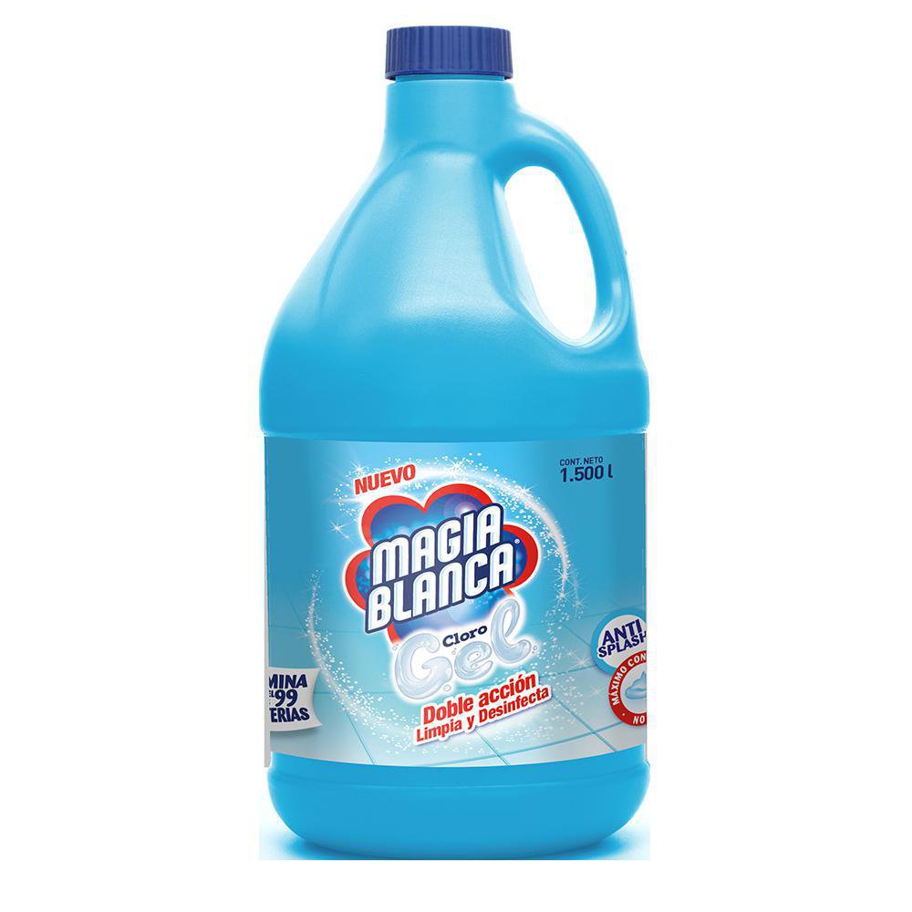 Cloro en Gel Magia Blanca Blanqueador y Desinfectante Aroma Neutro Suave de 1.5 L