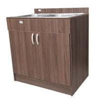 Mueble de Cocina con Lavatrastos Doble Fosa Nogal Paramo