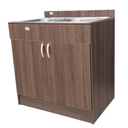 Mueble de Cocina con Lavatrastos Doble Fosa Nogal Paramo