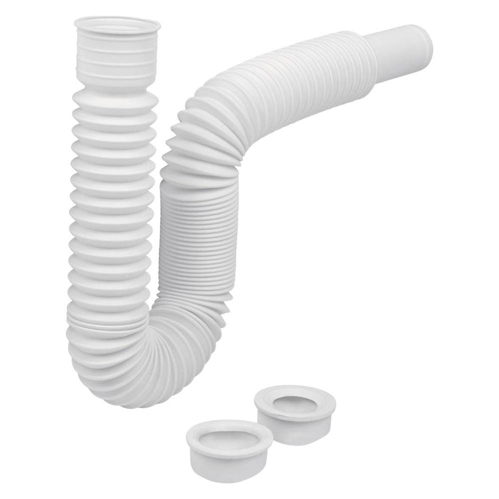 Sifón Universal Flexible Tipo P 1 1/4 x 11 Plg de Plástico Blanco