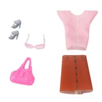 Set De Blusa Y Falda Rosada Con Accesorios Para Muñeca 12 Plg - Tip-top