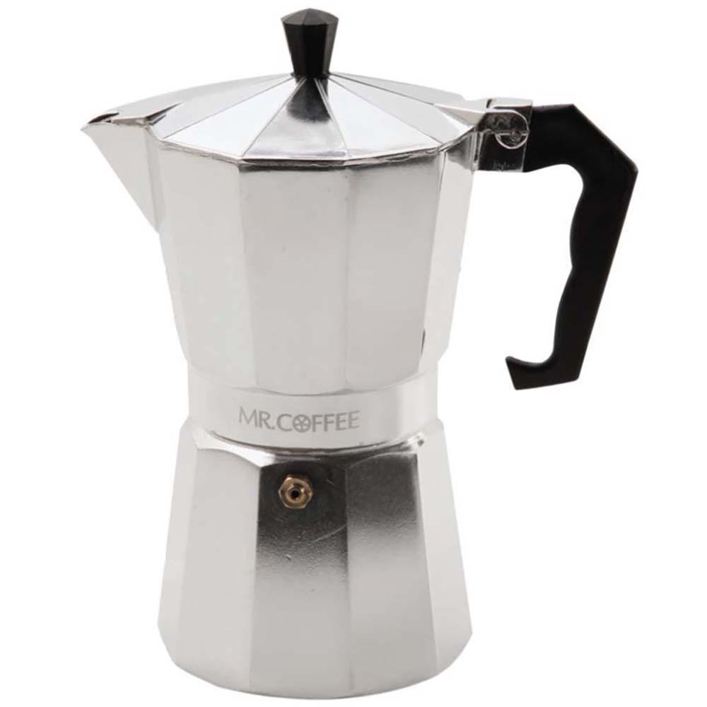 Cafetera Brixia para Espresso Tipo Italiana de Aluminio para 6 Tazas Color Plateado Cafetera 6 Tazas Espresso Brixia de Aluminio Tipo Italiana Moka Color Plateado