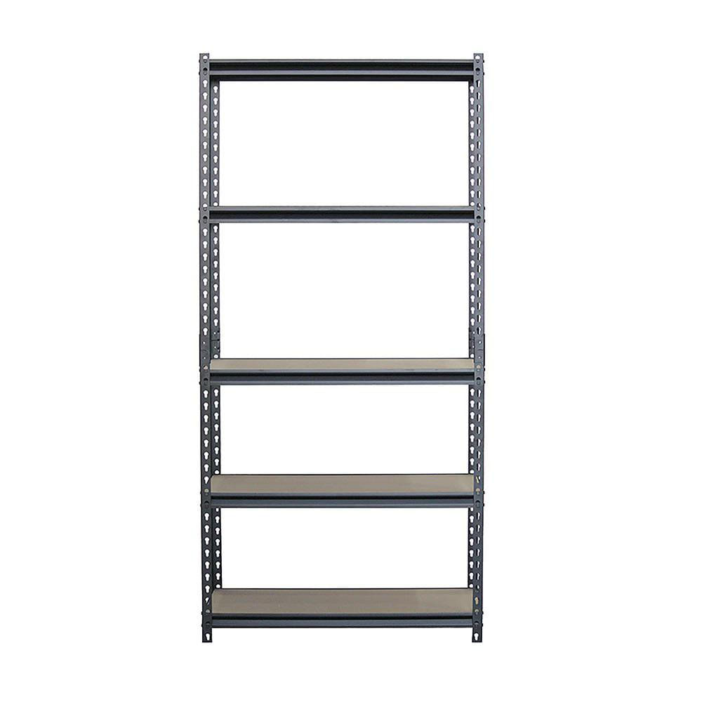 Estante Metálico con 5 Repisas de Madera 183 x 86 x 35 cm Color Negro Estante Metálico con…