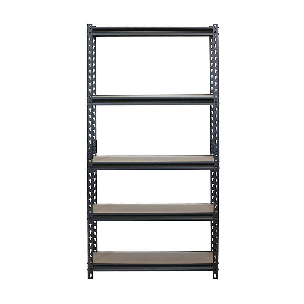Estante Metálico Ajustable de 5 Niveles con Repisas de MDF Negro 152 x 76 x 30 cm