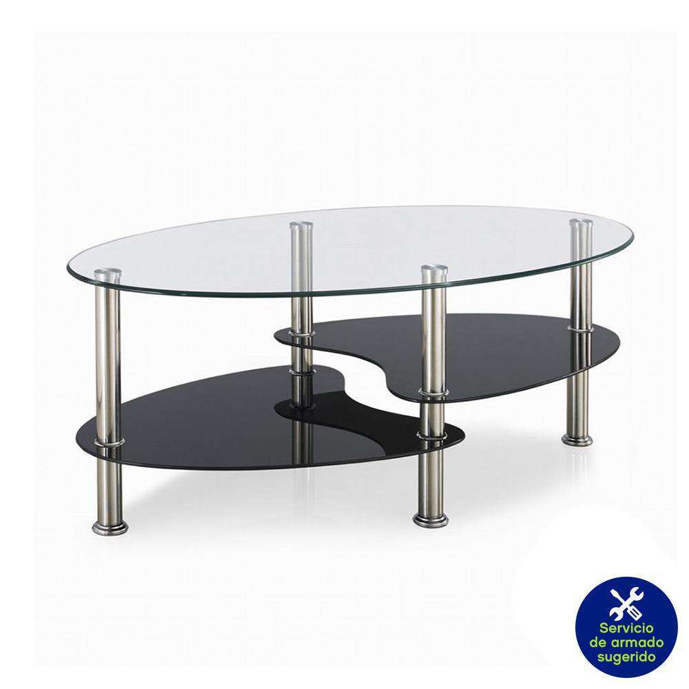 Mesa de Centro Ovalada Vidrio Transparente