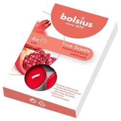 Caja De Velas Teal Roja Pomegranate 6 Unidades - Bolsius