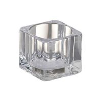 Candelero Bajo De Vidrio Cuadrado Transparente - Bolsius
