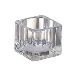Candelero Bajo De Vidrio Cuadrado Transparente - Bolsius