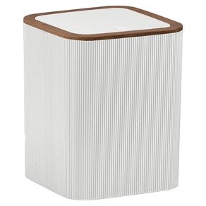 Basurero Cuadrado Blanco Madera 18x18x22.5 Cm - Viva
