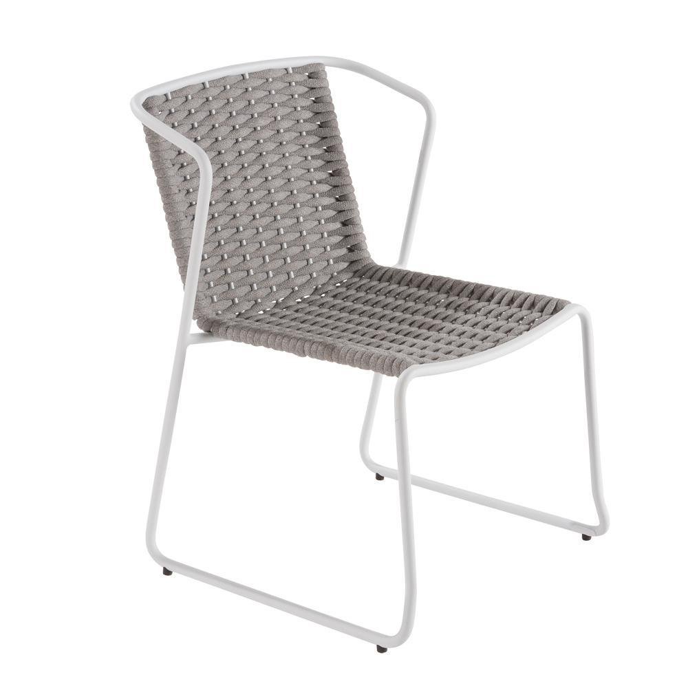 Silla de Jardín Livia Rope de Aluminio Color Blanco con Café