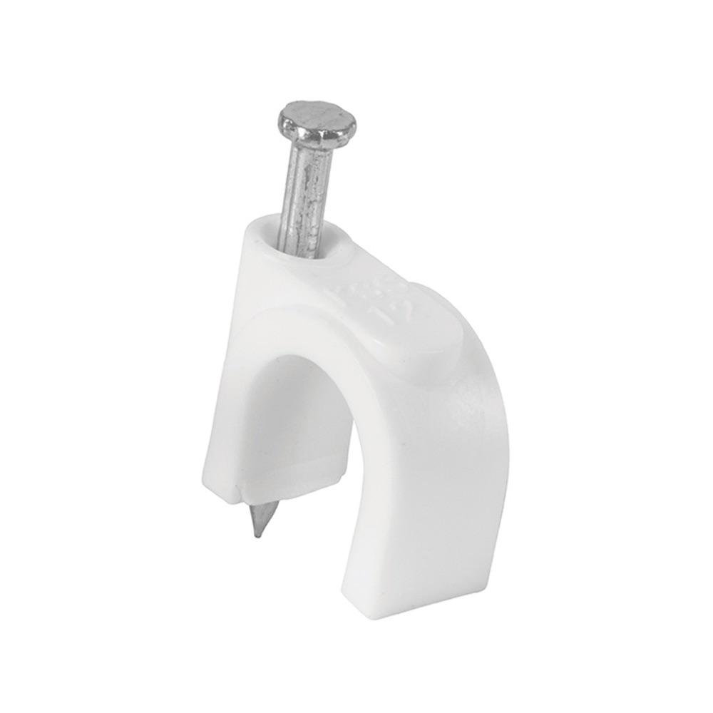 Grapa Blanca con Clavo de 10 mm 20 Unidades para Cable Redondo