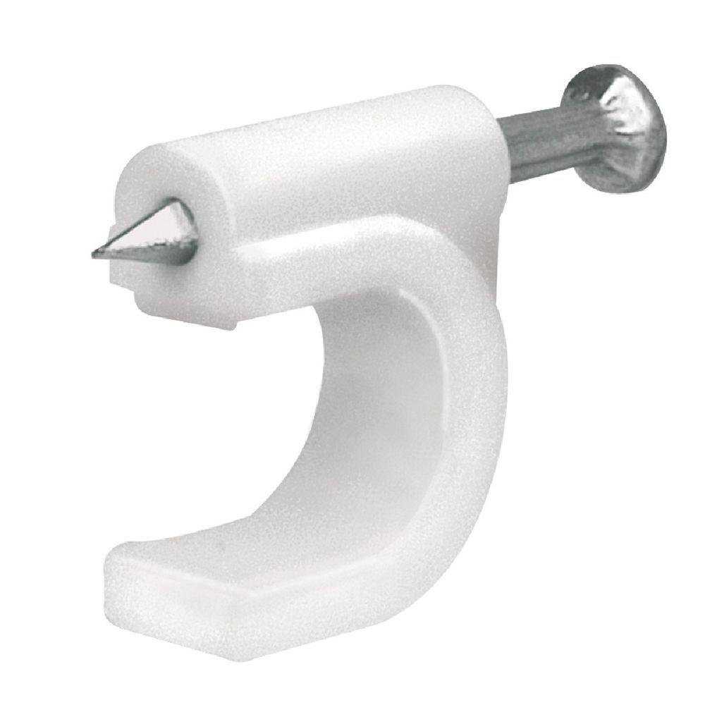 Grapa Blanca con Clavo de 12 mm 20 Unidades para Cable Redondo
