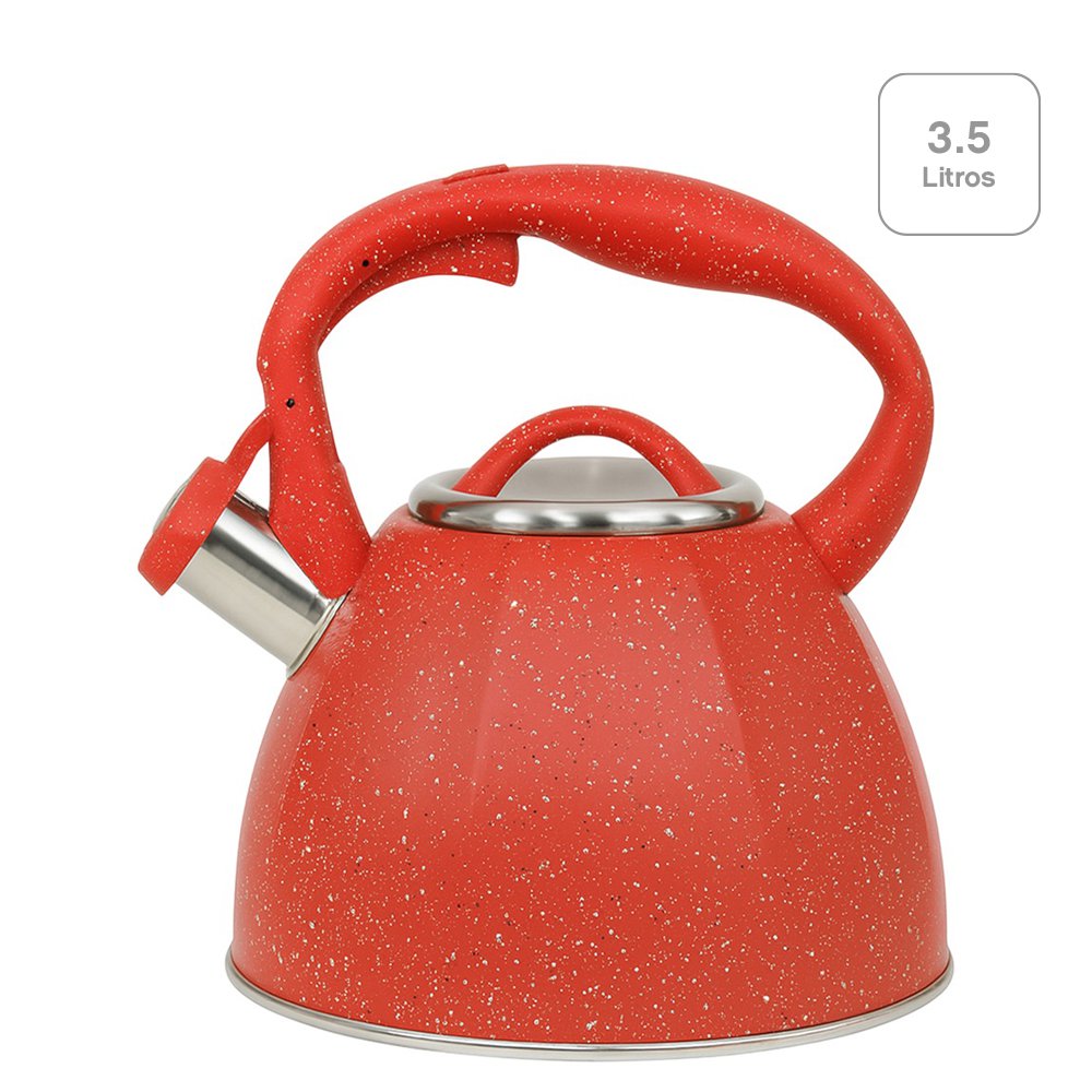 Tetera con Silbato de Acero Inoxidable de 3.5 L - Varios Colores Rojo Marmoleado