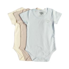 Set De 3 Bodies De Algodón Para Niño Talla 0-6 Meses - Cantel