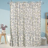 Set De Cortina Para Baño Ovalos Con 12 Ganchos - Viva