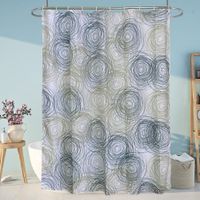 Set De Cortina Para Baño Hojas Con 12 Ganchos - Viva