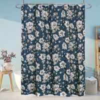 Set De Cortina Para Baño Rosas Blancas Con 12 Ganchos - Viva
