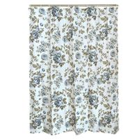 Set De Cortina Para Baño Rosas Azules Con 12 Ganchos - Viva