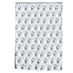 Set De Cortina Para Baño Hexágonos Con 12 Ganchos - Viva