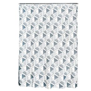 Set De Cortina Para Baño Hexágonos Con 12 Ganchos - Viva