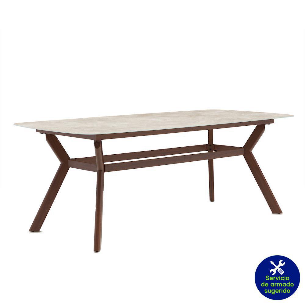 Mesa de Jardín Natura de Aluminio 200 x 100 x 74 cm Color Blanco