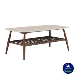 Mesa De Centro Aluminio y Vidrio Beige 110x60x42 Cm - Naterial