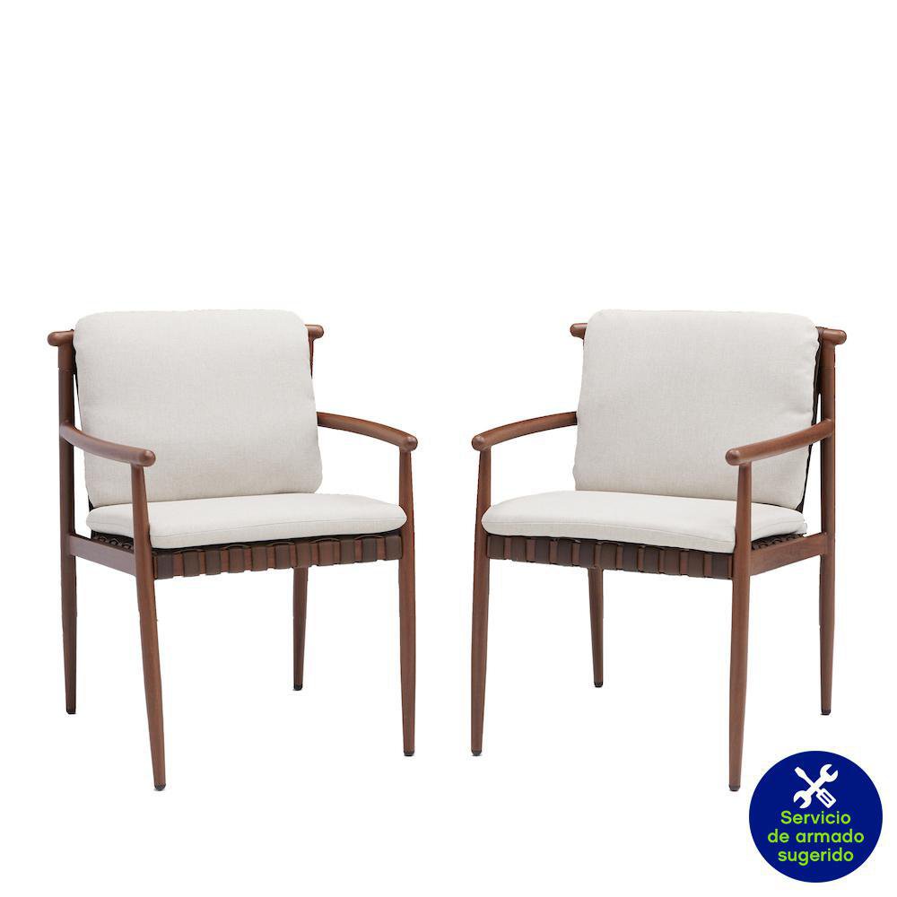 Set de 2 Sillas de Jardín Natura de Aluminio Color Blanco