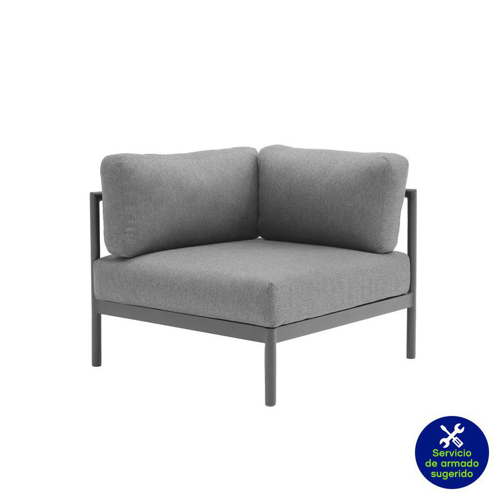 Sillón Esquinero de Jardín Idunn de Aluminio Color Negro 82 x 61 Cm
