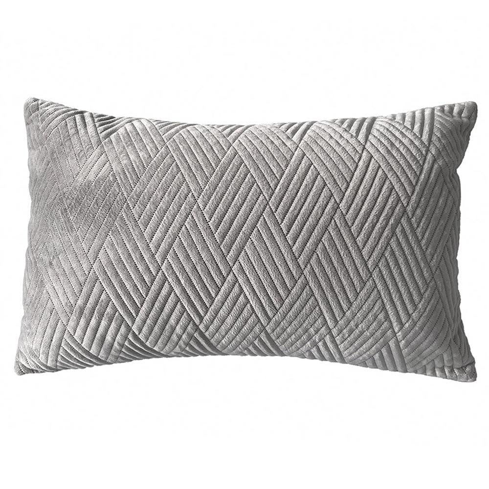 Cojín Relleno 30 x 50 cm Color Verde Olivo Diseño Quilted Gris Oscuro