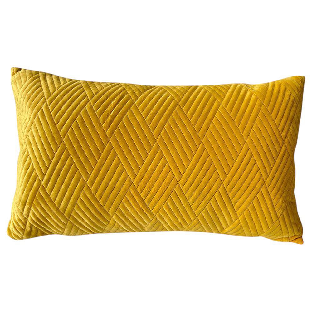 Cojín Relleno 30 x 50 cm Color Verde Olivo Diseño Quilted Amarillo