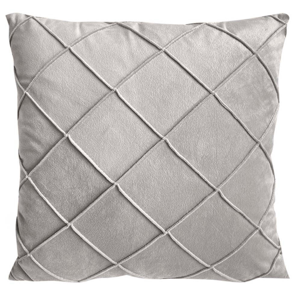 Cojín Relleno 45 x 45 cm Color Rosado Diseño Rombos Gris Claro