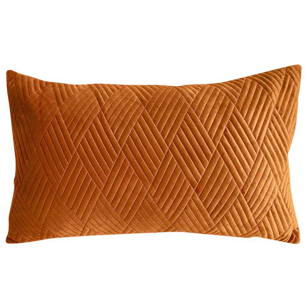 Cojín Relleno 30 x 50 cm Color Verde Olivo Diseño Quilted Naranja