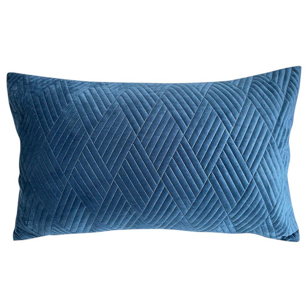 Cojín Relleno 30 x 50 cm Color Verde Olivo Diseño Quilted Azul