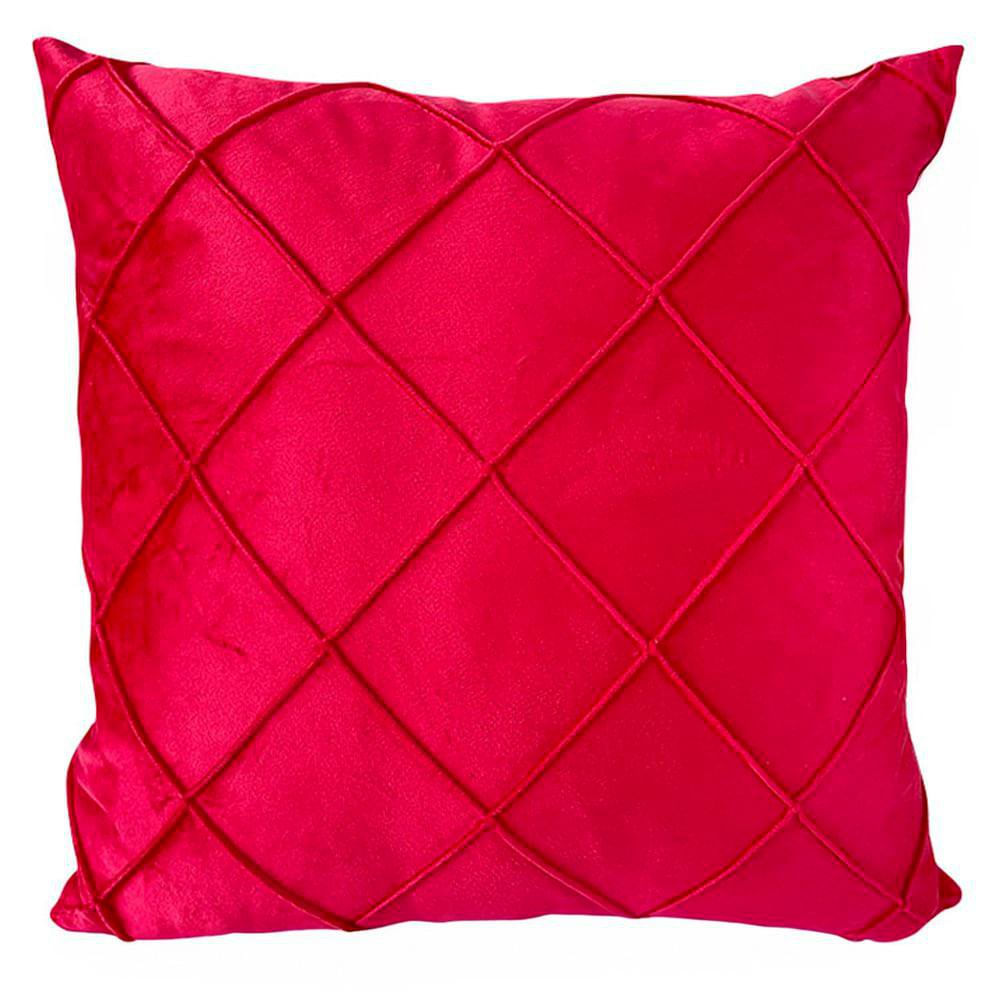 Cojín Relleno 45 x 45 cm Color Rosado Diseño Rombos Rojo