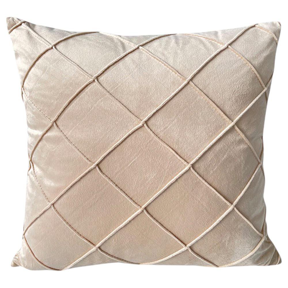 Cojín Relleno 45 x 45 cm Color Rosado Diseño Rombos Beige