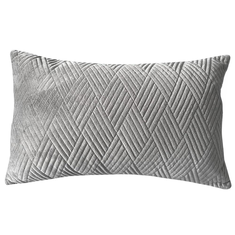 Cojín Relleno 30 x 50 cm Color Verde Olivo Diseño Quilted Gris Claro