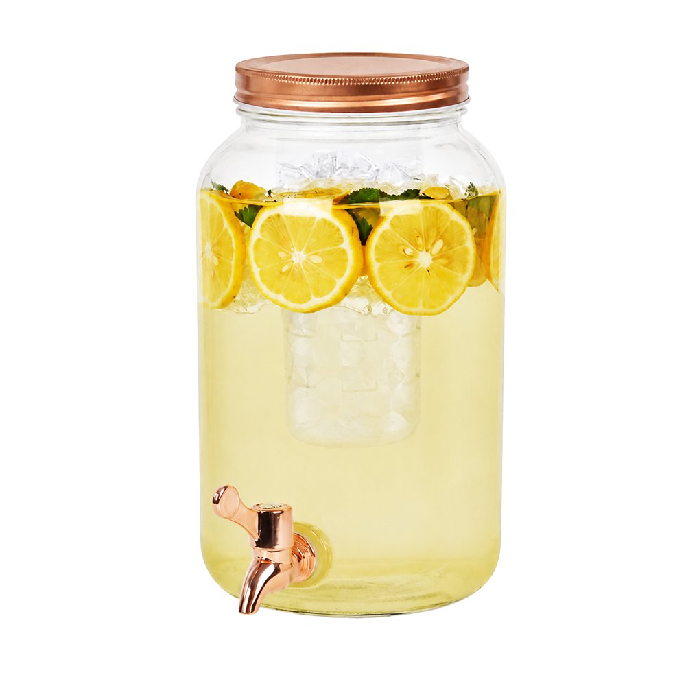 Dispensador de Bebidas de Vidrio de 3 L con Grifo y Accesorio de Infusión
