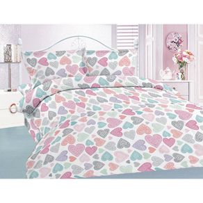 Set De Cubrecama Corazones Matrimonial Multicolor - Koala