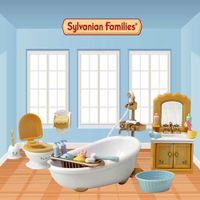 Mini-muñecas-Sylvanian-Families-en-baño-con-accesorios-detallados