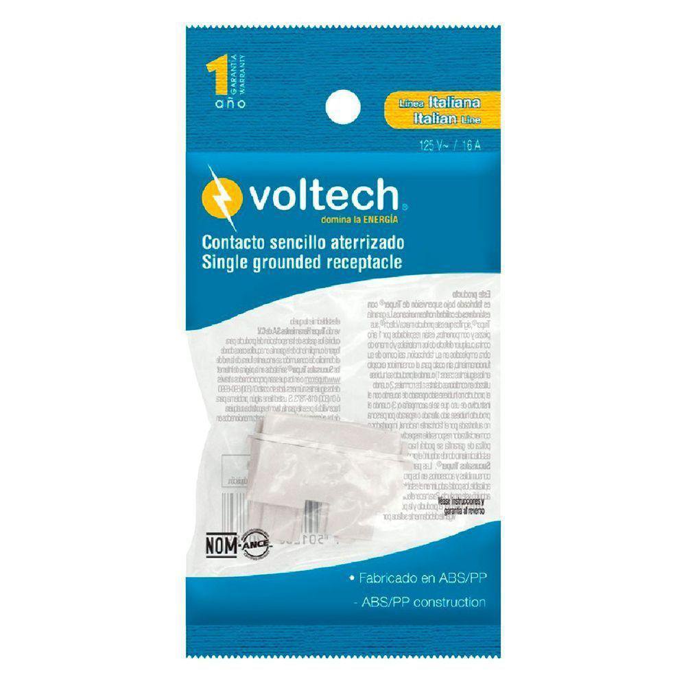 Tomacorriente 5-15R Sencillo Italiana - Volteck Varios Colores