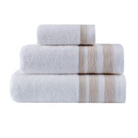 Toalla de Algodón Blanco y Beige - Livim Natural Home Varios Tamaños