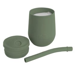 Mini Vaso Silicon Con Pajilla Verde Olivo - Ezpz