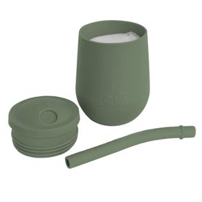 Mini Vaso Silicon Con Pajilla Verde Olivo - Ezpz