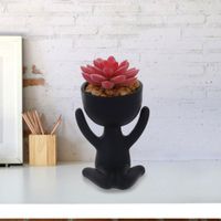 Planta Artificial Con Pote Muñequito Negro 8.5 X 7 X 14 Cm - Concepts