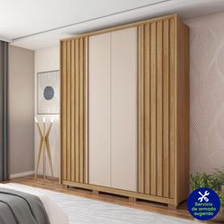 Armario Barb De Madera Café Y Blanco 182x57x212 Cm - Zmobili