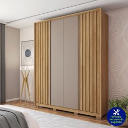 Armario Barb De Madera Café Y Gris 182x57x212 Cm - Zmobili